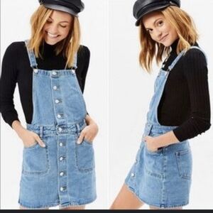 PACSUN Denim Jean Bib Mini Skirt S Light Blue Wash